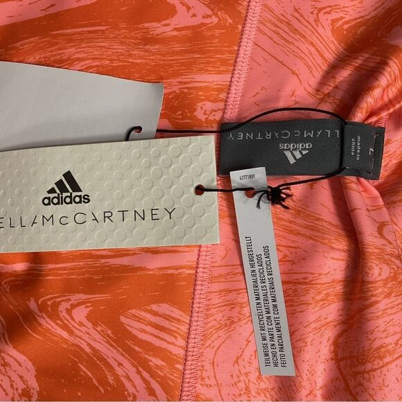 Adidas By Stella McCartney Cropped Printed Leggings Bright Orange Size L NEW - Picture 11 of 14